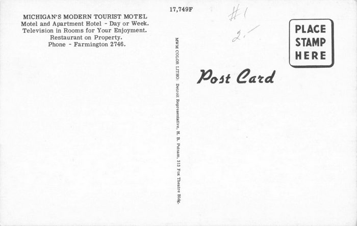 Park Motel (Rainbow Park Motel) - Old Postcard